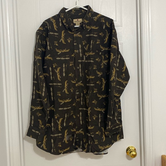 WOOLRICH Men’s Brown Wildlife Chamois Shirt Size Large ( 117 A) - Picture 1 of 5